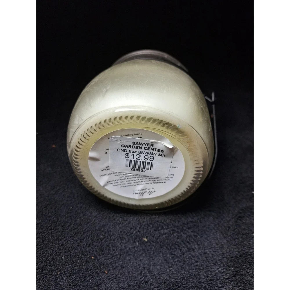 At Home by Mirabeau Snowman Jar Candle 8oz Winter Holiday Decor with Wire Handle